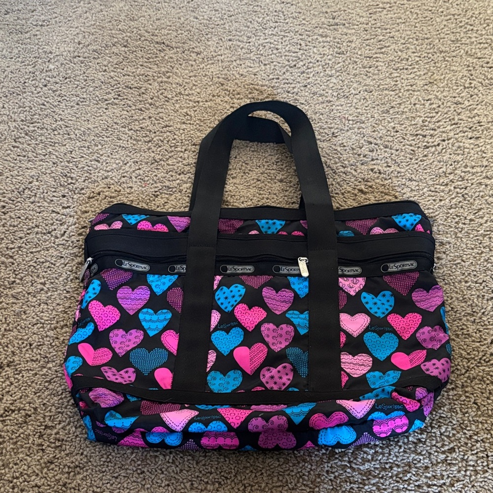 LeSportsac Colorful Heart Tote - Black, Pink, Blue